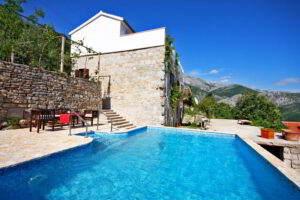 Croatia Split area stone pool villa with sea view for sale