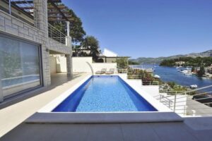 Luxurious waterfront villa with a pool for sale in Korcula town