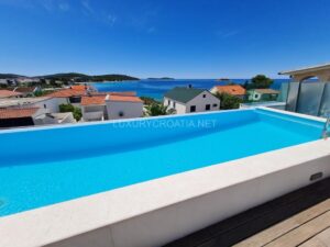 New villa for sale by the sea with top floor pool Rogoznica Sibenik Croatia