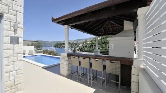 Waterfront villa with pool for sale Korcula town Croatia